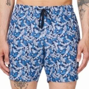 Construct Swim Trunks - Navy Palm Print - Size XXL